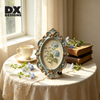 Cadre photo ovale vintage baroque DX Designs 4x6 5x7 pouces, cadre en résine gaufrée perle, décoration européenne pour la maison, le bureau ou un mariage