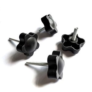 Vis à main M6 avec bouton moleté 44 mm, filetage métrique grossier, entraînement cannelé droit, insert entièrement fileté - Product Image 1