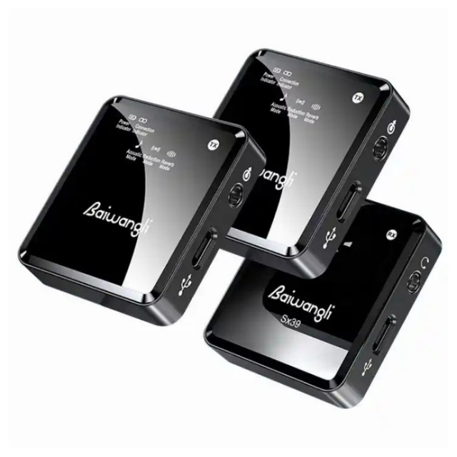 Hot Sell SX39 Lavalier Wireless Microphone Collar Clip Recording Dual Microphones with One Receiver for Type C IOS Smart Phones