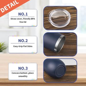 Gobelet isotherme à double paroi en acier inoxydable, forme œuf, 12 oz, noir, avec revêtement en poudre personnalisé, sans pied, pour vin - Product Image 4
