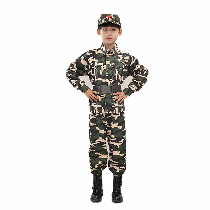 Kostum anak-anak grosir 4 potong kostum tentara tentara untuk anak-anak kostum pesta wisuda permainan peran pakaian Halloween