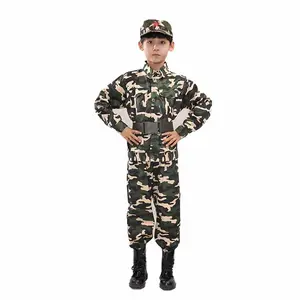 Kids Costumes Wholesale 4 Pcs of Army Soldier Costume for Kids Graduation Party Costumes Role Play Halloween Clothes