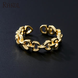 RAKOL RP5007 Anillo hueco abierto Ajustable chapado en oro - Product Image 5