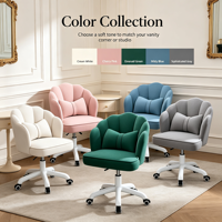 Chaise de bureau pivotante en forme de pétale avec coussin en forme de nœud, chaise de bureau réglable en hauteur avec base à cinq étoiles pour la maison, l'étude, la coiffeuse et le bureau