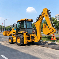 Traktor Kompak 4X4 dengan Loader dan Backhoe, Kabin Backhoe Loader Hidrolik dengan Harga Kompetitif