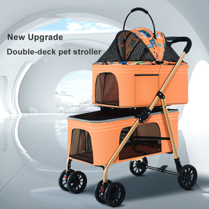 डबल-सीटर छोटे पालतू पालतू स्टूलर + बड़ा लक्जरी मॉडलः फोल्डेबल डिजाइन, बिल्लियों और कुत्तों की बाहरी यात्रा जरूरतों को पूरा करता है। - Product Image 4