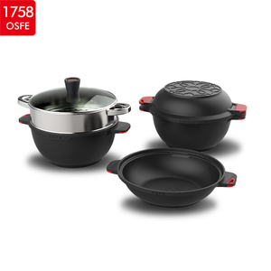 Juego de cazuela de cerámica antiadherente para el hogar, juego de utensilios de cocina de aluminio con mango de baquelita, Base de inducción - Product Image 3