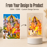 Lampe de nuit LED 3D Sarasvati Lakmi Brahma Shiva Vishnu, design moderne rectangulaire en ABS, éclairage de table/bureau, lumière blanche chaude, cadeau décoratif USB