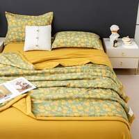 Offre Spéciale – Parure de Lit 4 Pièces en Coton Biologique Lavé 400TC pour Hôtels, Imprimé Fleurs et Fruits, Comprenant Couette et Drap
