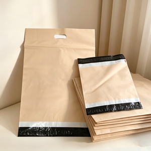 Waterproof Kraft Paper Shipping Bags - Custom Printed Die Cut Handle Self Seal Bags for Clothing for Clothing Boutique Packaging - Product Image 6