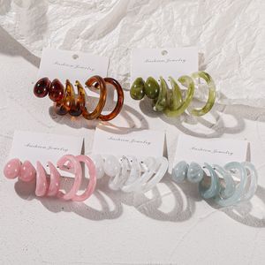 YANYE 3 Pairs Of Creative New Temperament Retro Letter Acetate Plate Hoop Earrings Set
