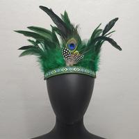 Serre-tête en plumes de paon en gros pour le Mardi Gras, le carnaval, le festival, la couronne de costume, pour femmes, soirée masquée
