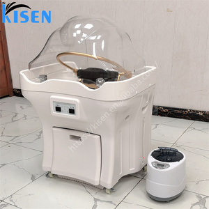 Kisen Beauty Salon xách tay lưu vực đầu spa trị liệu bát dầu gội bồn rửa với lưu thông nước và Nồi hấp đôi bể nước - Product Image 2
