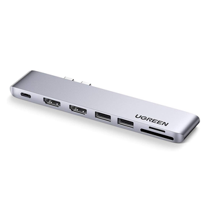 UGREEN USB C <strong>to</strong> Dual-HDMI <strong>Adapter</strong> 7 in 1 USB C <strong>Thunderbolt</strong> <strong>3</strong> <strong>Adapter</strong> <strong>to</strong> Dual HDMI <strong>2</strong> USB3.0 100W PD Port USB C <strong>to</strong> SD TF Card - Product Image 1