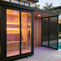 Poêle de sauna infrarouge électrique extérieur tout-en-un moderne pour 2 personnes, en bois de pruche, anti-UV, pour la santé et la relaxation en villa 1