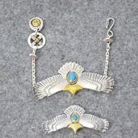 Ensemble de pendentifs aigle tendance et élégant avec turquoise, personnalisé, tendance rétro, pendentif indien, style hip-hop