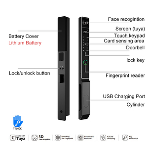 Tuya aplikasi Wifi TTlock wajah Panel ramping 3585 Mortise kunci pintu <span class=keywords><strong>Digital</strong></span> geser tahan air kunci pintar sidik jari untuk pintu kaca - Product Image 3