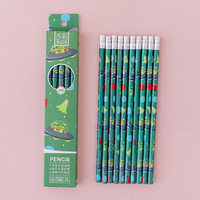 Juego de 10 Lápices de Madera con Goma de Borrar HB, Diseño de Dibujos Animados, Colores Personalizables, para Uso Escolar, para Niños