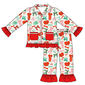 متجر مخصص للأطفال والفتيات فستان طويل الأكمام بدوران ملابس نوم للأطفال بيجامات للأطفال طقم بيجامات من الخيزران - Product Image 6