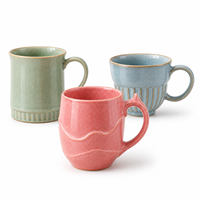 Tasse à café en céramique de style nordique avec soucoupe, couleur unie, design vintage de luxe léger, mug personnalisé avec logo pour usage extérieur