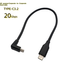 Typ-C Kupfer-Datenkabel USB3.1 16-adrig Gebogener Kopf 20G Übertragung 4K Bildschirmspiegelung PD 60W Schnellladung Volle Funktionalität
