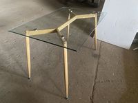 Meubles de salle à manger en verre design moderne, 4 chaises, pieds en métal, table à manger rectangulaire en verre pour la maison et la cuisine