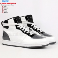 Chaussures de basket-ball haut de gamme en cuir verni Offre Spéciale noir et blanc nouveau design baskets pour hommes avec logo personnalisé
