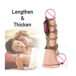 中空装着式ペニス振動延長スリーブリアルな大型ディルドカバー男性用セックストイ製品ロックエッセンスクリスタルリング - Product Image 3