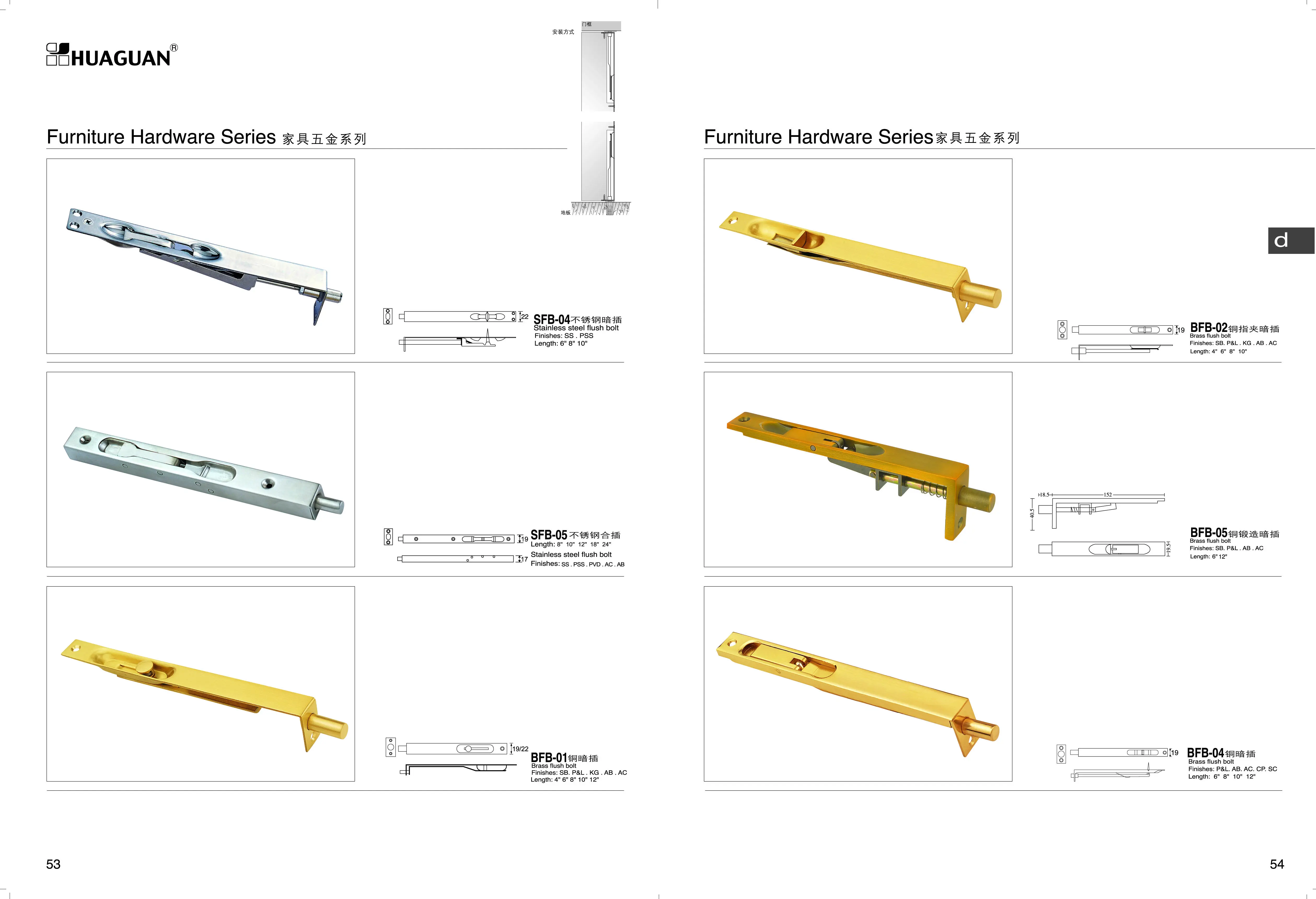 Warna Yang Berbeda Kuningan Stainless Steel Flush Latch Lock Door Bolt