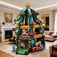Château gonflable commercial en forme de sapin de Noël en PVC pour enfants et adultes avec souffleur, capacité de 600 kg, 10 personnes