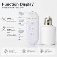 Interrupteur intelligent sans fil E27 avec télécommande et minuterie, AC85-265V, support de lampe à vis en PC, certifié CE RoHS, garantie 1 an