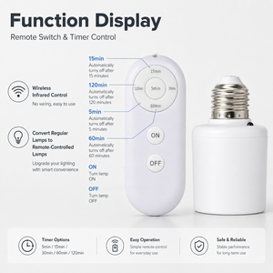 E27 <b>Wireless</b> Remote Control Smart Timer Switch AC85-265V PC Material <b>Lamp</b> Holder for Baby Room Bedroom Home Use - Product Image 3
