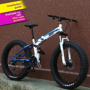 Bicicletta Pieghevole da Montagna Fat Bike 24/26 Pollici, 7/21 Velocità, Doppia Sospensione, Freno a Disco, 40 - Product Image 3