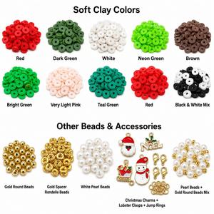 Kit de Arcilla Polimérica para Hacer Pulseras, Cuentas Heishi Planas y Redondas con Dijes de Muñeco de Nieve y Santa Claus para Navidad - Product Image 3
