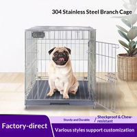 Cage et transporteur de luxe en acier inoxydable pour chien avec fermeture à bouton, emballage en boîte - Utilisation intérieure/extérieure pour chiens de petite et grande taille