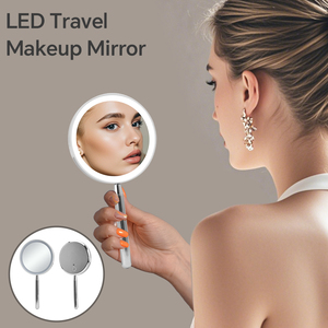 Support OEM ODM Customization Travel Makeup <strong>Mirror</strong> Portable LED Lights Metal Single Sides <strong>Handheld</strong> <strong>Mirror</strong> Compact Pocket <strong>Mirror</strong> - Product Image 1