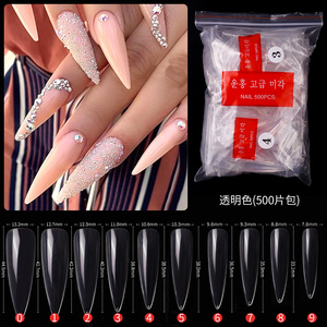 500 faux ongles transparents en ABS, demi-couverture, longs et pointus, style français, pour <span class=keywords><strong>manucure</strong></span> féminine - Product Image 3