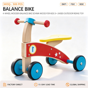 Vélo d'équilibre en <span class=keywords><strong>bois</strong></span> à 4 roues en <span class=keywords><strong>bois</strong></span> de Schima pour enfants de 3 ans et plus, jouet d'extérieur unisexe ANNA & BECK - Product Image 1