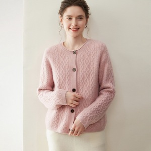 Suéter de Cachemira de Moda con Cuello Redondo, Cárdigan de Punto 100% Lana para Mujer, Otoño-Primavera - Product Image 2