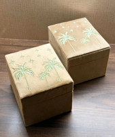 Petites boîtes vides pour parfums et huiles essentielles, étui de voyage, emballage personnalisé avec logo, boîte cadeau en velours brodée de palmiers pour flacon de parfum