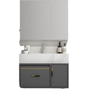 CR <b>Grey</b> 70cm <b>Bathroom</b> Vanity with <b>Mirror</b> <b>Cabinet</b> One Piece Ceramic Basin - Product Image 5