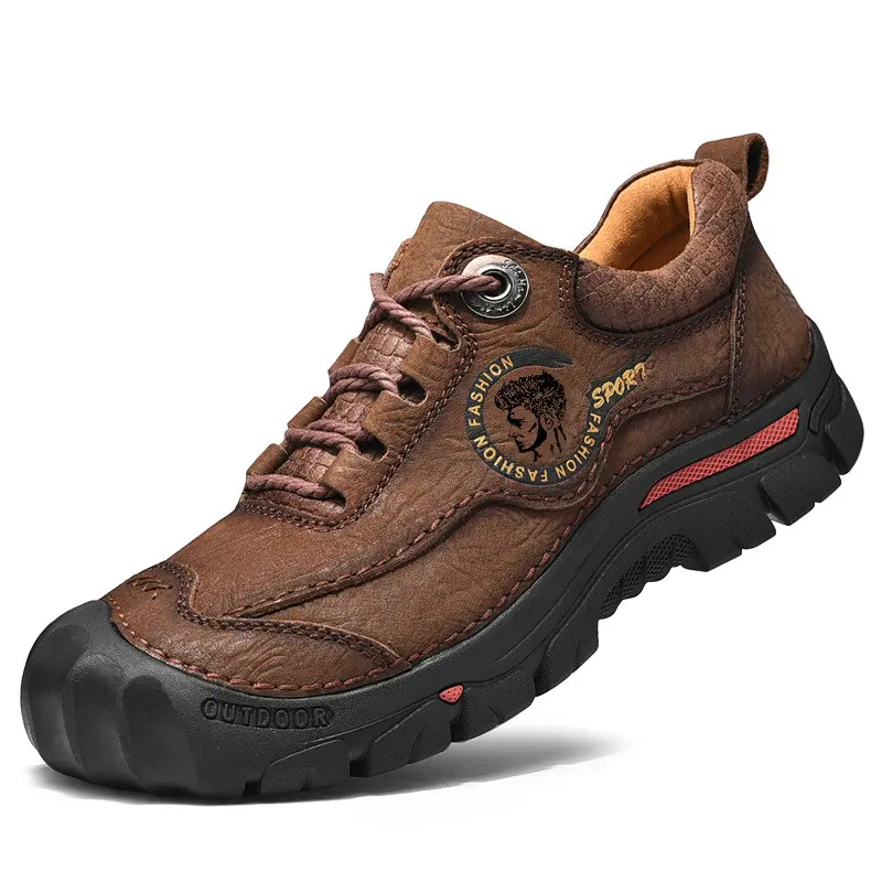 2022 breathable casual leather sports outdoor waterproof non-slip wear-resistant hiking mans shoes