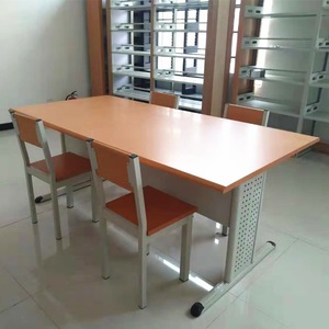 Ensemble table et chaise de lecture en acier et bois HH 28, mobilier de bureau et de bibliothèque, combinaison libre, forme barre - Product Image 3