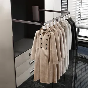 Custom Wardrobe Lifter Aluminum Pull Down Hanger Rail Hanging Display Stand Bedroom Smart Soft Close Garment Clothing Rack