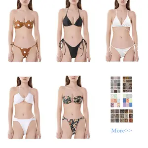 Swimwear Manufacturer Oem Design Custom Logo Manufacturer Bathing Suit Sexy 2 1 Piece Women Swimsuit Bikini Set