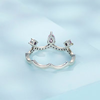 925 argent Sterling couronne bague CZ femmes zircon cubique mariée violet cristal promesse bague Vintage fiançailles bijoux cadeau SCR888