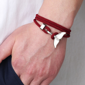 Pulsera con diseño de cola de ballena, 60 cm, cuerda roja, chapado en plata, regalo de joyería unisex - Product Image 4