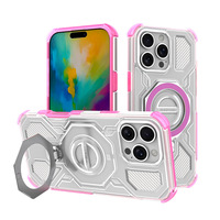 Étui robuste anti-chute pour 17 Pro Max 16 15 14 13 Pro avec béquille magnétique, charge sans fil et protection de l'appareil photo