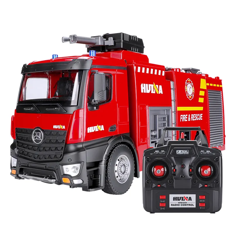 Huina1562 Brandweerwagen Kan Worden Gespoten Door Waterpomp Rc Brandweerwagen Truck Speelgoed Voor Kinderen 22 Channel