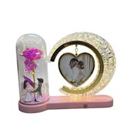 Cadre photo LED lumineux, cadre photo à fleurs éternelles, lampe décorative, souvenir de mariage, lampe de table